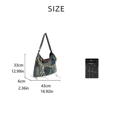 eybag Y2K Korean Harajuku Gothic Hobo Denim Bag Aesthetic Vintage Purses WomenHandbag Crossbody Messenger Tote Peddler Shoulder Bags