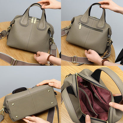 Lkblock Fashion Grey Hobo 2 Straps Shoulder Bags Large Women Tote Bags Genuine Leather Ladies Handbags Cowhide Business Work Hand Bag