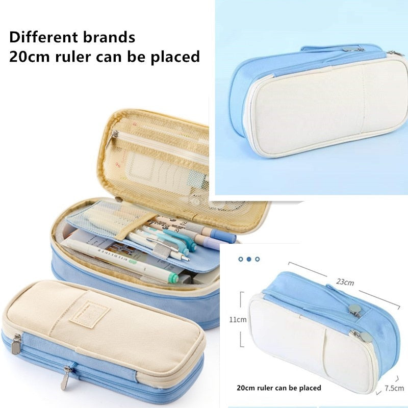 eybag Large Capacity Pencil Case Stationery School Supplies Pencil Cases Pouch Office Desk Storage Bag Students Kids Pen Case Bags Box