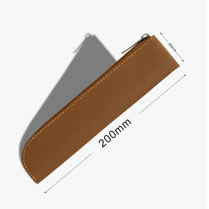 eybag Simple Zipper Pen Holder PU Leather Pencil Bag Fountain Pen Storage Pouch Portable Pen Sleeve Case School Office Supplies