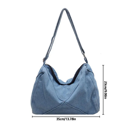 eybag Denim Crossbody Bag Female Literature And Art Large Capacity Student Leisure Canvas Bag Commuter Shoulder Bag