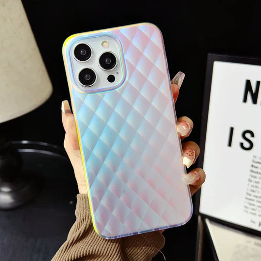 eybag Bling Shiny colorful Laser Silver Sand Gradient Phone Case For iPhone 11 12 13 14 15 Pro Max Shockproof Lens Soft IMD Cover