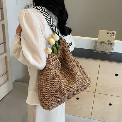 eybag Fashion Summer Straw Crossbody Bag Women Beach Holiday Shopping Woven Shoulder Handbag Messenger Purses for Women Bags