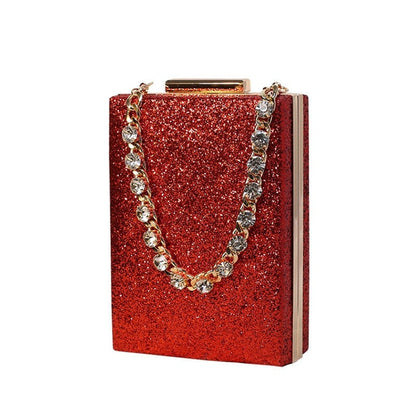 eybag Women's Box Sequin Wedding Clutch Bag Diamond Chain Luxury Design Handbag  New Bridal Evening Bag Small Party Purse gold