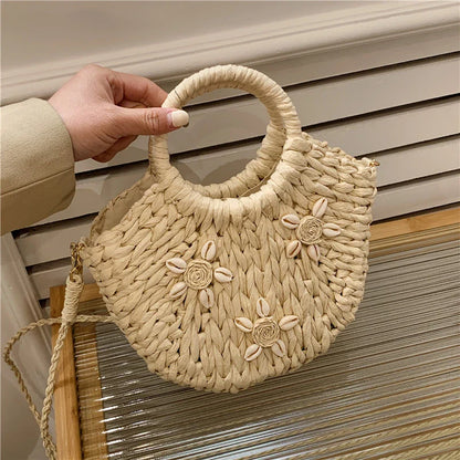 eybag Casual Handmade Rattan Handbags Female Crossbody Bags For Women Straw Bag Bohemia Beach Bags Totes Purses Women's Bag Sac