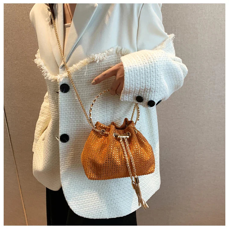 eybag Designer Chain Rhinestone Bucket Bags Totes Handbag Purses Women Shoulder Crossbody Bags New Evening Clutch Bag