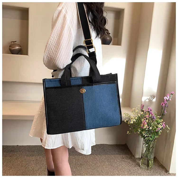 eybag Large Denim Bag Totes Handbag and Purses Shoulder Crossbody Bag for Women 2024 New Trendy Designer Ladies Messenger Bags