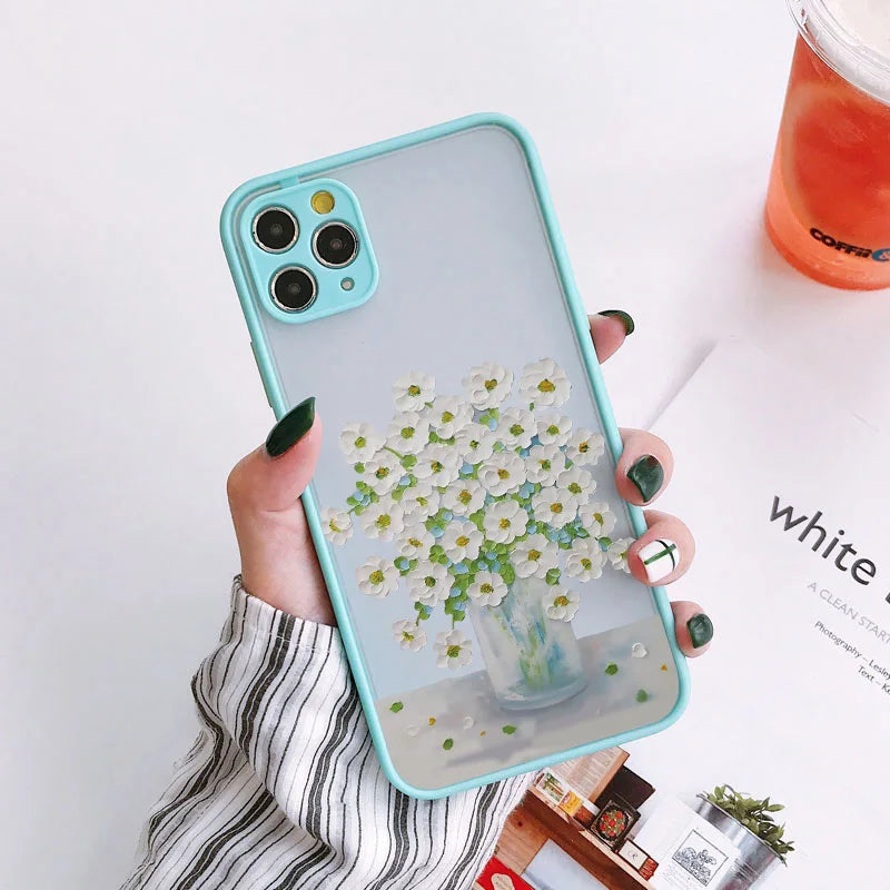 eybag Retro Oil Painting Flower Phone Case For iPhone 11 12 Pro Max 15 Pro Max 13 12 Mini X XR XS SE 2020 8 7 Plus 14 Plus Covers