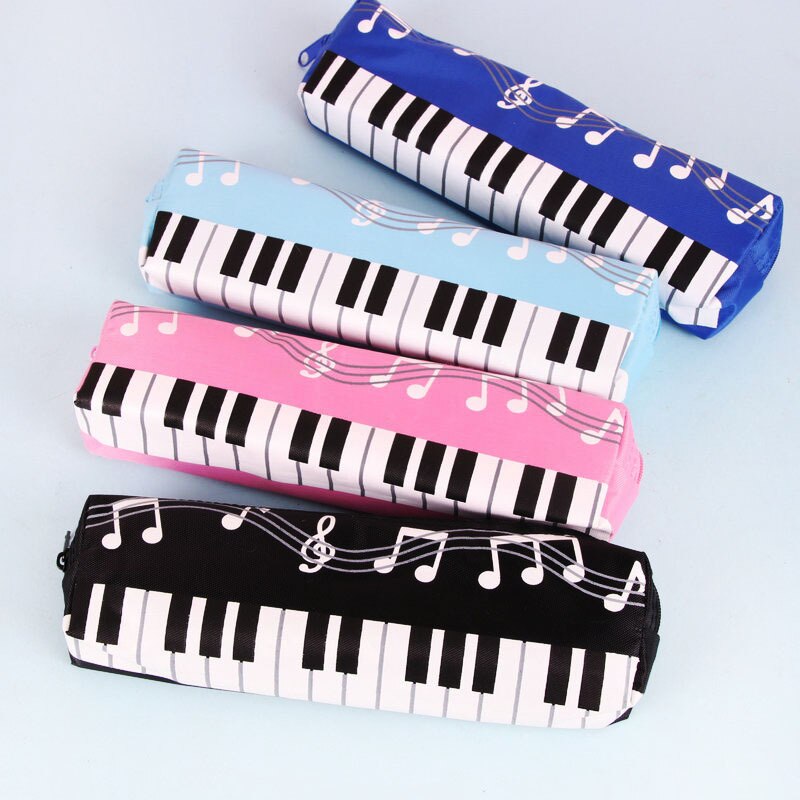 eybag Creative Novelty Student Pencil Case Square Single Layer Oxford Cloth Pen Bag for Girls Boy Musical Note Piano Stationery Pouch