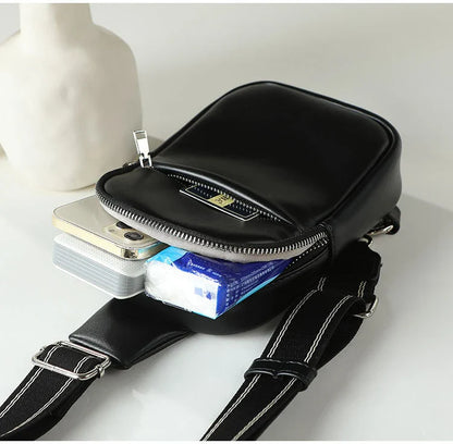 Lkblock Fashion Chest Bags Unisex PU Leather Shoulder Bag Women Fanny Packs Small Men Purse Bags