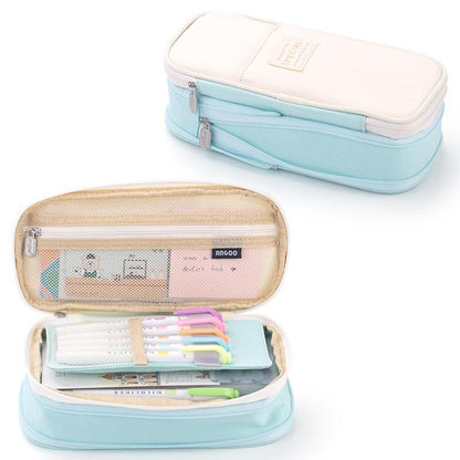 eybag Angoo Multifunctional Cosmetic Bag Macaroon Big Capacity Double-layer Canvas Pencil Case Travel Storage Pouch School Supplies