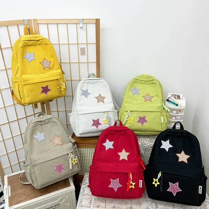 eybag Solid Star Twist Zipper Large Capacity Corduroy School Bag Classics Simple Backpack 2024 Hot Sale Light Bags for Girls and Boys