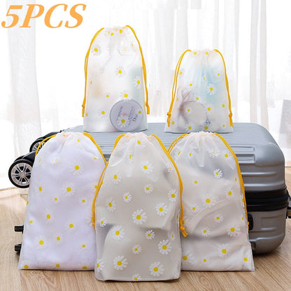 eybag Waterproof Daisy Storage Bag with Drawcord Cuffs  Large Capacity Clothes Shoes Organizer Portable Towel Makeup Toiletry Bags