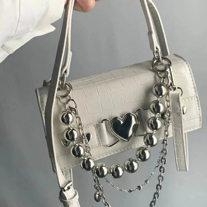 eybag Y2K Goth Techwear Gothic Pearl Handbags For Women Designer Luxury Small Shoulder Sling Bag Women's Chain Niche Crossbody