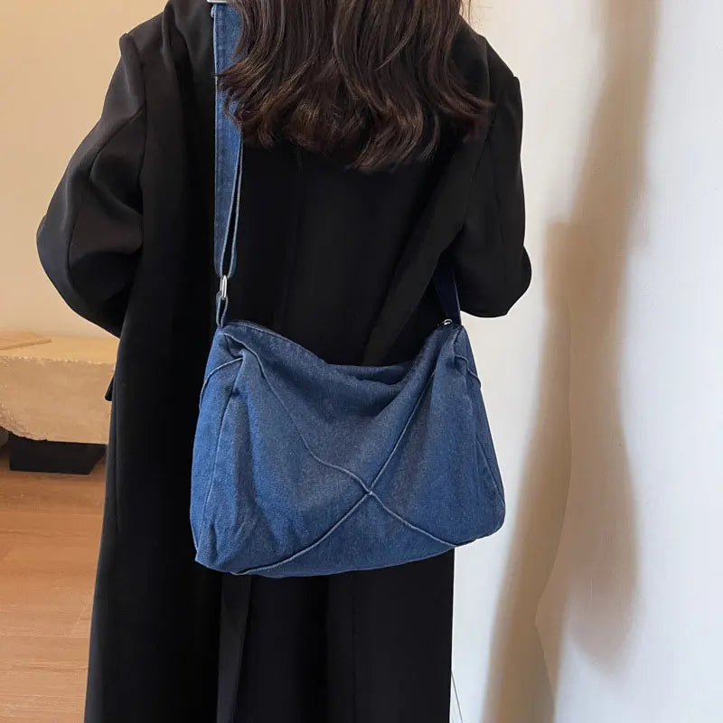 eybag Denim Crossbody Bag Female Literature And Art Large Capacity Student Leisure Canvas Bag Commuter Shoulder Bag