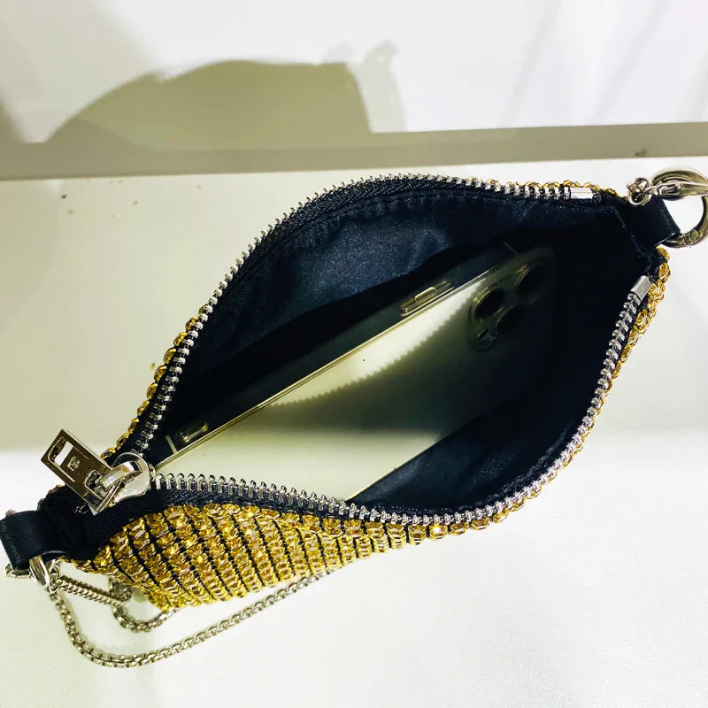 eybag Lady Shiny Evening Bags For Women Luxury Designer Shoulder And Purses 2023 New In Metallic Mosaic Imitation Diamond Sling Bag