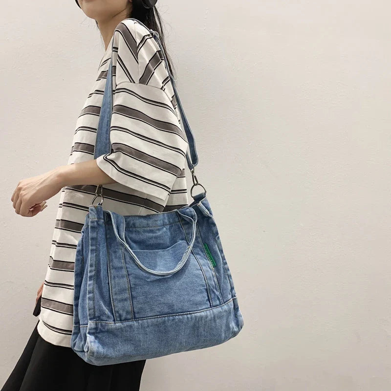 eybag Large Capacity Fashion Denim Crossbody Bags For Women Vintage Shoulder Bag Lady Tote Handbags Female Travel Messenger Schoolbag