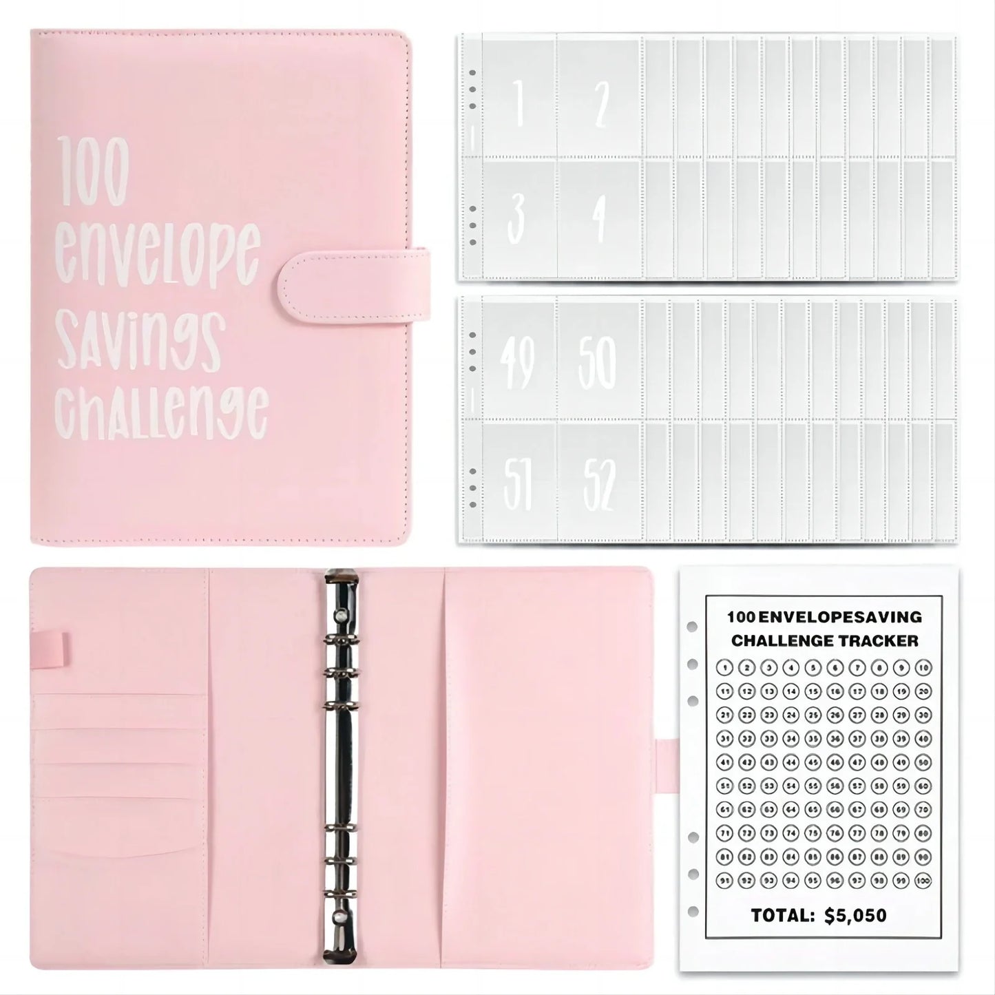 eybag 100 Envelope savings Challenge Loose Leaf Couple Cash Budget Planning Notebook Savings Envelopes Binder with The Pvc Lovers