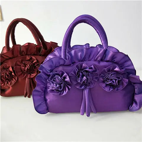 eybag Gothic Purple Y2k Hand Bag Women New Dark Lolita Soft Chic Handle Purse Female Vintage Flower Cute Mini Bag