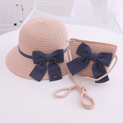 eybag Parent-Child Hat Crossbody Bag For Women Girls Same Paragraph Sun Hat Straw Sun Protection Beach Travel Holiday Parent-Child Cap