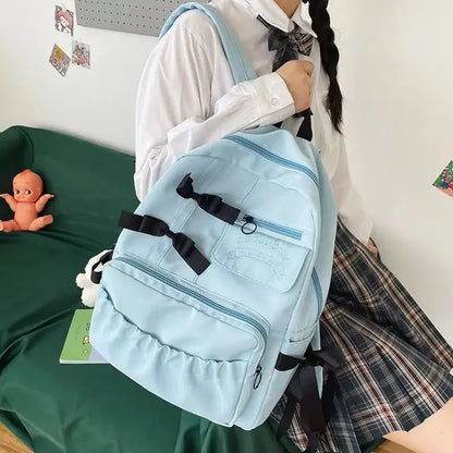 eybag Japanese Cute Bow Backpacks High Capacity Trendy Backpacks for Students Korean Ins Casual Versatile Commuting Traveling Bag Y2k