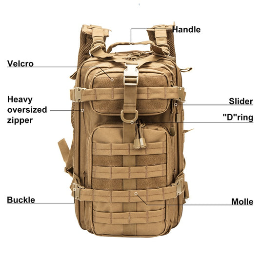 eybag Men Army Military Tactical Backpack 1000D Polyester 30L 3P Softback Outdoor Waterproof Rucksack Hiking Camping Hunting Bags