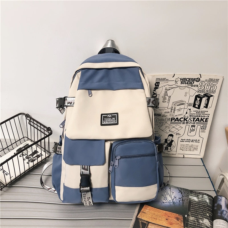 eybag Boys fashion large-capacity school bag new Korean nylon backpack girls computer travel leisure street university book backpack