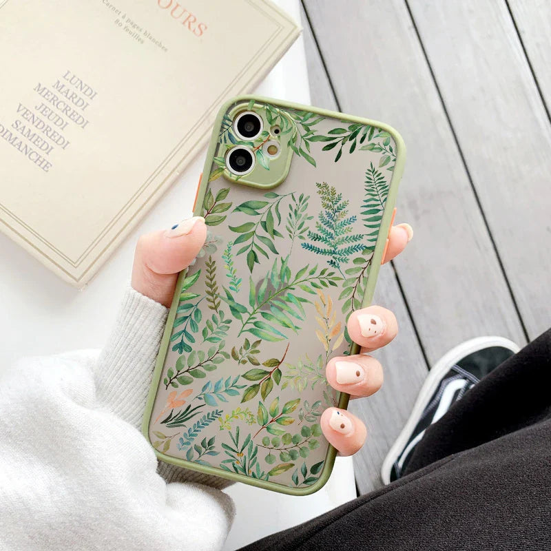 eybag Palm tree Leaves Plant Flower Phone Case for iphone 11 12 13 14 15 Pro Max 7 8 Plus X XR XS MAX Back Shockproof Cover Fundas