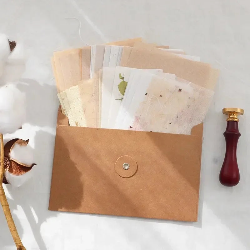 eybag 5/10pcs Vintage Kraft Paper Envelopes with Button String Tie Greeting Cards Postcards Letter Pads Cover Korean Stationery Office