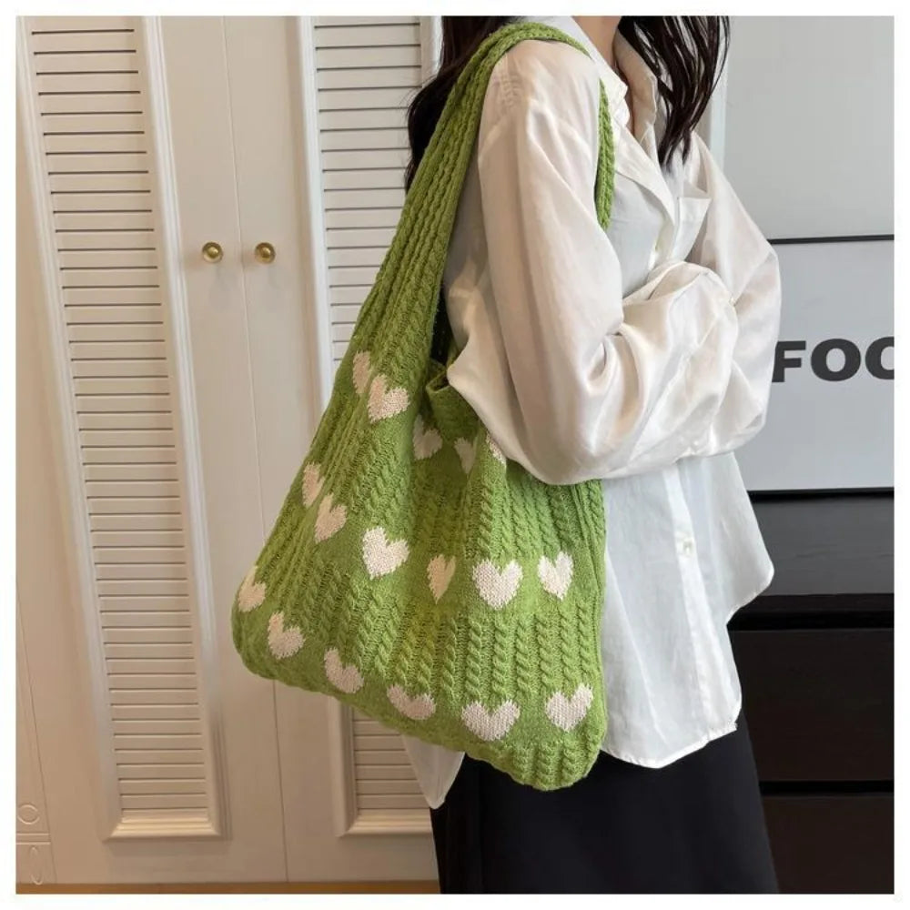 eybag Knitted Handbags Female Large Capacity Totes Women's Shoulder Bag Autumn Winter Bag Purses Casual Woven Shopping