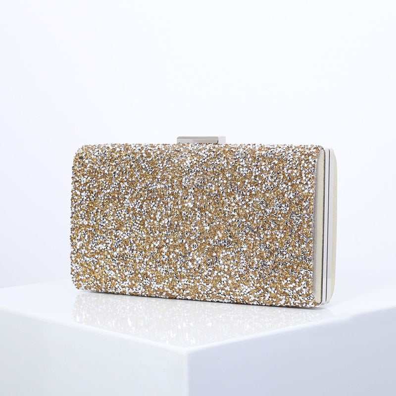 eybag Women Evening Clutch Bag Sequin Clutch Female Crystal Day Clutch Wedding Purse Party Banquet Black/Gold Silver