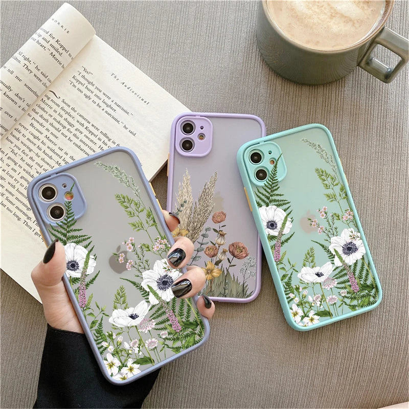 eybag Retro Flower Bud Phone Case for iphone 11 12 13 14 Pro Max 15 Plus Meticulous Plant for iphone X XS XR 7 8 Plus SE2 Back Covers