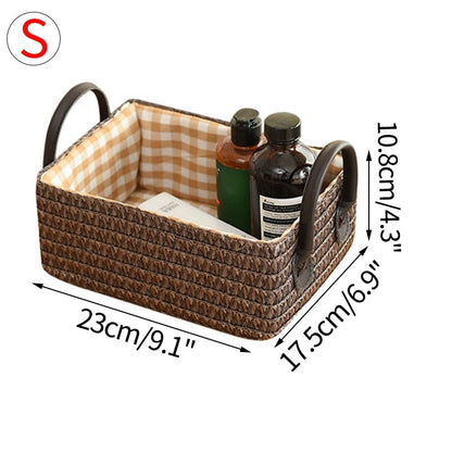 eybag Woven Storage Baskets Box Foldable Storage Box with Handle Toy Snack Sundries Organizer Handmade Organizer Basket Drawer