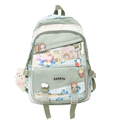 eybag Multi-pocket Transparent PVC Nylon School Backpack For Girls Large Female Travel Casual Schoolbag Patchwork Mochila Bolsa