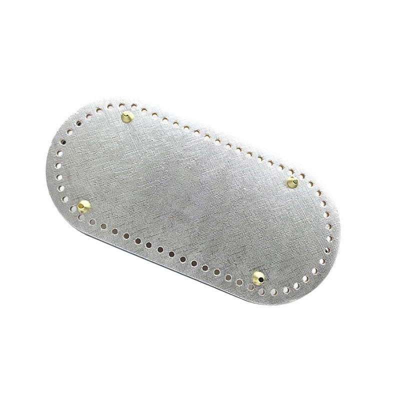 eybag 10 Sizes Handmade Oval Bottom for Knitted Bag PU Leather Wear-Resistant Accessories Bottom with Holes Diy Crochet Bag Bottom