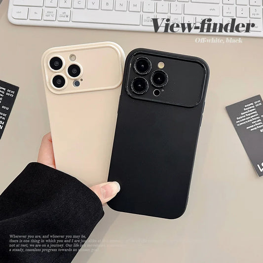 eybag Beige Black Lens Large Window Phone Case for IPhone 15 14 13 12 11 Pro Max X XR XS 7 8 Plus SE Soft Shockproof Back Cover