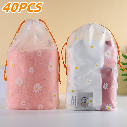 eybag 20/40PCS Drawstring Waterproof Clothes ShoesStorage Bags  EVA Daisy Pattern Packaging Organizer Waterproof Makeup Toiletry Bags