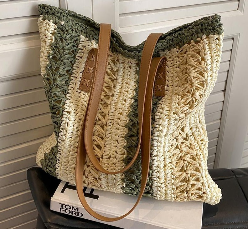 eybag Casual Large Capacity Straw Woven Tote Shoulder Bags For Women Luxury Designer Beach Ladies Handbags New Summer Shopping