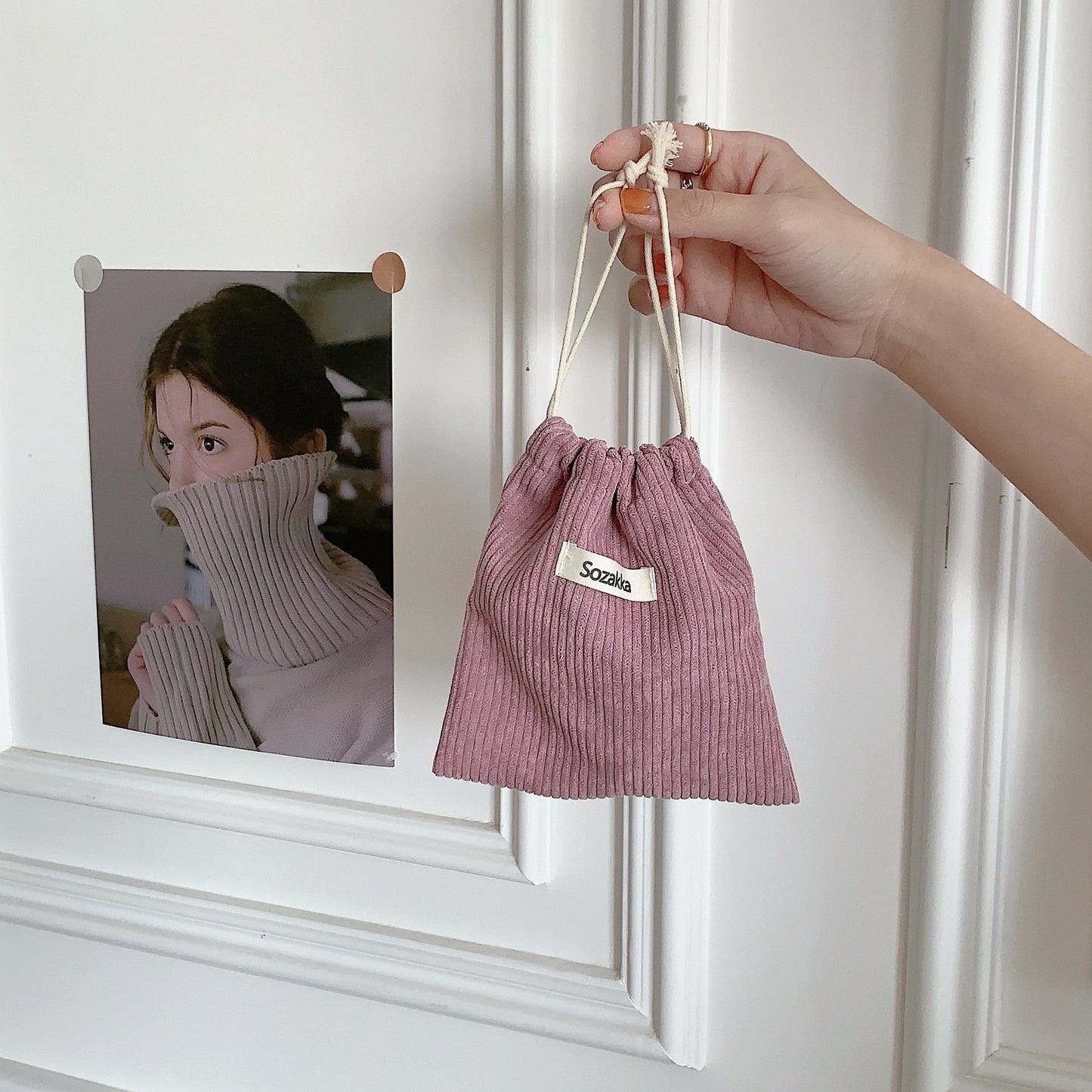 eybag Cute Corduroy Small Coin Purse Drawstring Bag Handbags Woman Jewelry Lipstick Cosmetic Tote Rope Bags Storage Pouch String Bag