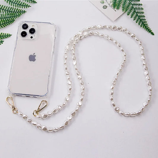 eybag DIY Luxury Pearl Chain Crossbody Strap Shockproof Acrylic Lanyard Phone Case for iPhone 14 13 12 PRO 15 Pro Max X XS 12 MINI