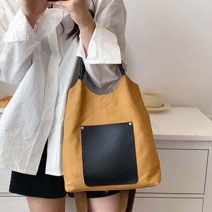 eybag Simple Stylish Canvas Women Hobos Shoulder Bags Brand Big Totes  Ladies Handbags and Purses Panelled Female Crossbody Bags Black