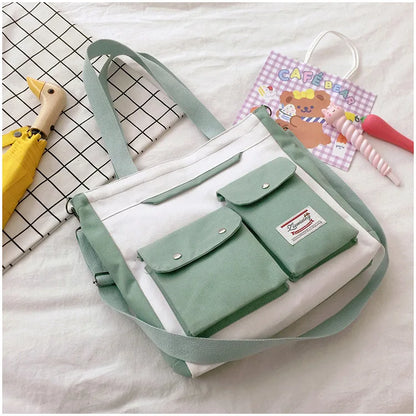 eybag Large Capacity Canvas Bag Student Shoulder Bag For Women Girl Cool Laptop Backpack Fashion Book Bags Lady Nylon Handbags