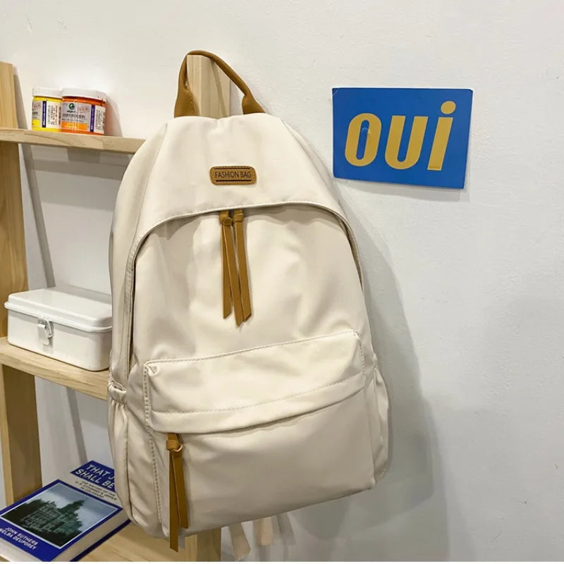 eybag Large-capacity Backpack Female Japanese Backpack Solid Color Junior High School Student Canvas Schoolbag Laptop Backpack