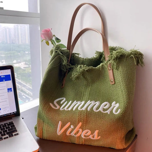 eybag Canvas Women Handbags Large Tote Beach Bag Shopping Bags Underarm Shoulder Bag For Female Casual Canvas Beach Bags