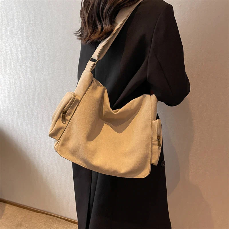 eybag Leisure Canvas Shoulder Bag For Female Students Schoolbag Fashion Unisex Travel Messenger Bag Women Large Capacity Crossbody Bag