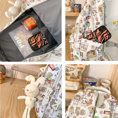 eybag Female Cartoon Print Book Bag Fashion Women Cute Leisure School Bag Girl Boy Graffiti Laptop Backpack Lady Travel College Trendy