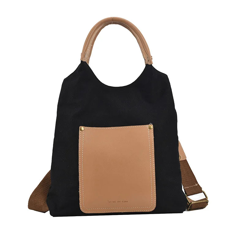 eybag Simple Stylish Canvas Women Hobos Shoulder Bags Brand Big Totes  Ladies Handbags and Purses Panelled Female Crossbody Bags Black