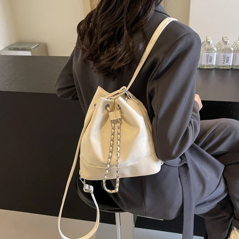 eybag Women's PU Leather Multi-Function Backpacks 2024 Casual Korean Fashion Solid Color Backpack Lady Travel Simple Backpack Bags