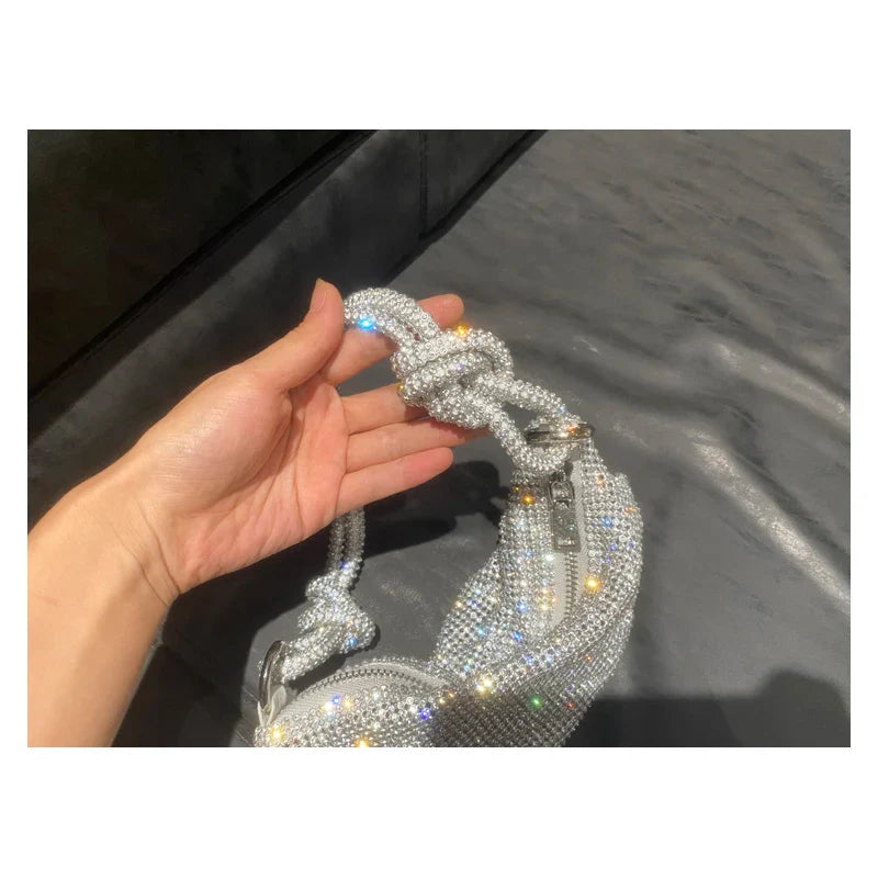 eybag Luxury Designer Hobo Shoulder Bag Handle Shining Rhinestones Evening Clutch Bag Purse Crystal Purses and Handbag Hobo Bags