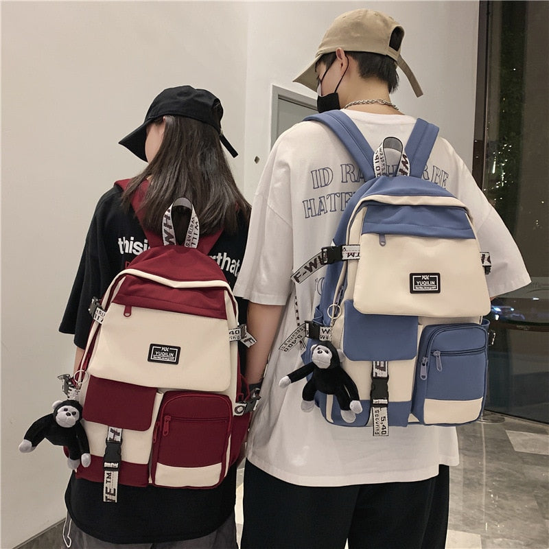 eybag Boys fashion large-capacity school bag new Korean nylon backpack girls computer travel leisure street university book backpack